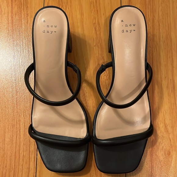 A New Day strappy black block heels. - Picture 2 of 4